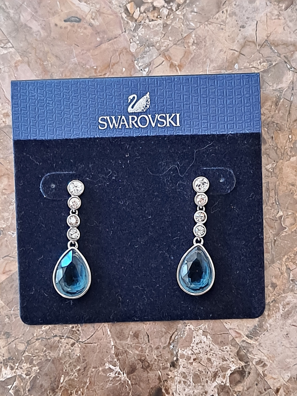 Authentic Swarovski Meringue Montana Pierced Earrings
